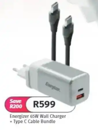 Vodacom Energizer 65W Wall Charger + Type C Cable Bundle offer