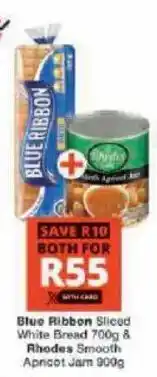 Checkers Hyper Blue Ribbon Sliced White Bread & Rhodes Smooth Apricot Jam offer