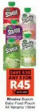 Checkers Hyper Rhodes Squish Baby Food Pouch offer