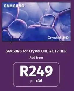 Vodacom SAMSUNG 65" Crystal UHD 4K TV HDR offer