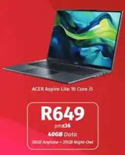 Vodacom ACER Aspire Lite 16 Core i5 offer