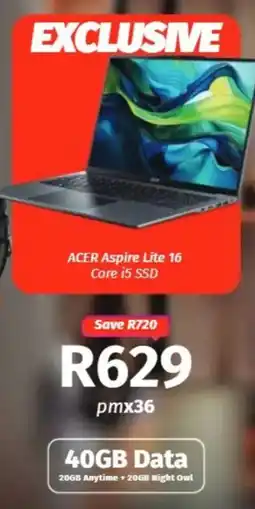 Vodacom ACER Aspire Lite 16 Core i5 SSD offer