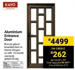 Builders Express KAYO Aluminium Entrance Door offer