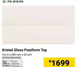 Builders Express PG BISON Kristal Gloss Postform Top offer