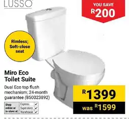 Builders Express LUSSO Miro Eco Toilet Suite offer