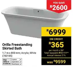 Builders Express Orilla Freestanding Skirted Bath offer