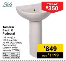 Builders Express Solo Tamarin Basin & Pedestal offer