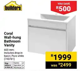 Builders Express Coral Wall-hung Bathroom Vanity offer