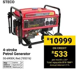 Builders Express STECO 4-stroke Petrol Generator offer