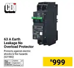 Builders Express CBi 63 A Earth Leakage No Overload Protector offer