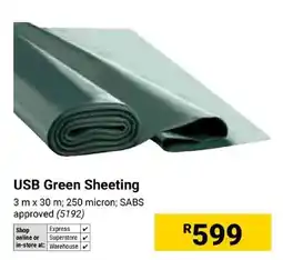 Builders Express USB Green Sheeting offer