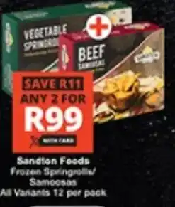 Checkers Sandton Foods Frozen Springrolls/Samosas offer