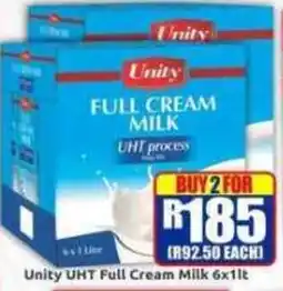 Three Star Cash and Carry Unity UHT Full Cream Milk offer