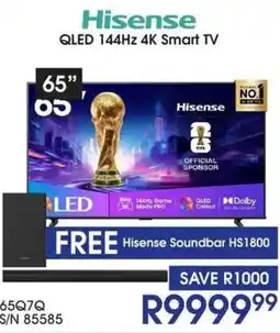 Hirsch's Hisense QLED 144Hz 4K Smart TV offer