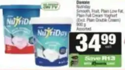 SuperSpar Danone NutriDay Smooth, Fruit, Plain Low Fat, Plain Full Cream Yoghurt Assorted offer