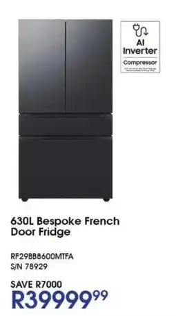 Hirsch's 630L Bespoke French Door Fridge offer