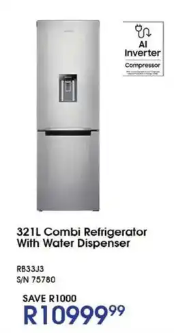 Hirsch's 321L Combi Refrigerator With Water Dispenser offer