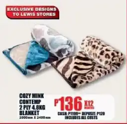 Lewis Cozy Mink Contemp 2 Ply Blanket offer