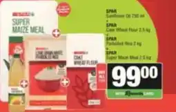SuperSpar SPAR Sunflower Oil 750 ml + SPAR Cake Wheat Flour 2.5 kg + SPAR Parboiled Rice 2 kg + SPAR Super Maize Meal 2.5 kg offer