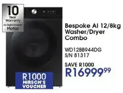 Hirsch's Bespoke AI 12/8kg Washer/Dryer Combo offer