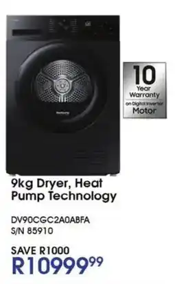 Hirsch's 9kg Dryer, Heat Pump Technology offer