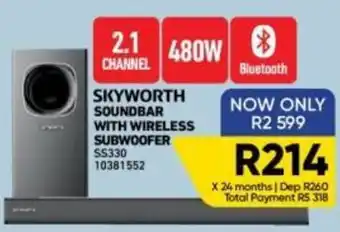 Furnmart SKYWORTH SOUND BAR WITH WIRELESS SUBWOOFER offer