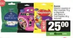 SuperSpar Beacos Ailsorts Liquorice or Mint Imperials or Maynards Jelly Beans or Fruit Pastilles Assorted offer