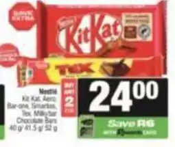 SuperSpar Nestlé Kit Kat, Aero, Bar-one, Smarties, Tex, Milkybar Chocolate Bars offer