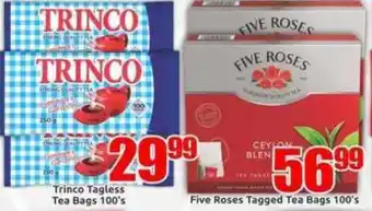 Three Star Cash and Carry Trinco Tagless Tea Bags offer