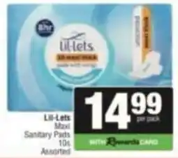SuperSpar Lil-Lets Maxi Sanitary Pads Assorted offer