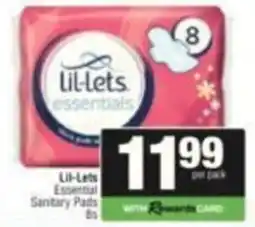 SuperSpar Lil-Lets essentials Sanitary Pads offer