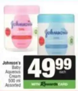 SuperSpar Johnson's Baby Aqueous Cream Assorted offer