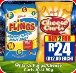 Three Star Cash and Carry Willards Flings/Cheese Curls Assorted offer