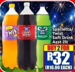 Three Star Cash and Carry Sparletta/ Twist Soft Drink Assorted offer