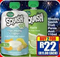 Three Star Cash and Carry Rhodes Squish Fruit Puree offer