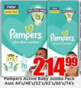 Three Star Cash and Carry Pampers Active Baby Jumbo Pack offer