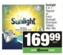 SuperSpar Sunlight 5 in 1 Regular or Extra Strength Dishwash Tablets offer