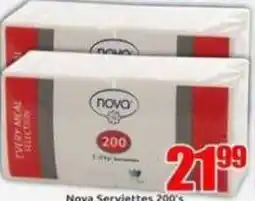 Three Star Cash and Carry Nova Serviettes 200's offer