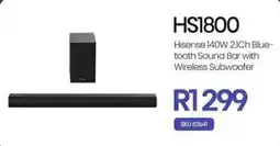 Hirsch's Hisense HS1800 140W 2.1Ch Bluetooth Sound Bar with Wireless Subwoofer offer