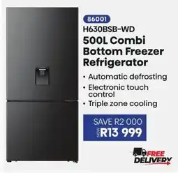 Hirsch's H630BSB-WD 500L Combi Bottom Freezer Refrigerator offer