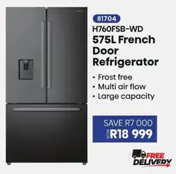 Hirsch's H760FSB-WD 575L French Door Refrigerator offer
