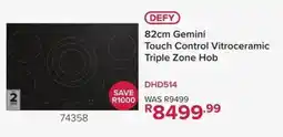 Hirsch's DEFY 82cm Gemini Vitroceramic Triple Zone Hob offer