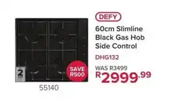 Hirsch's DEFY 60cm Slimline Black Gas Hob Side Control offer