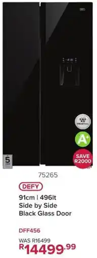 Hirsch's DEFY 91cm | 496lt Side by Side Black Glass Door offer