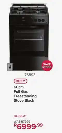 Hirsch's DEFY 60cm Full Gas Freestanding Stove Black offer
