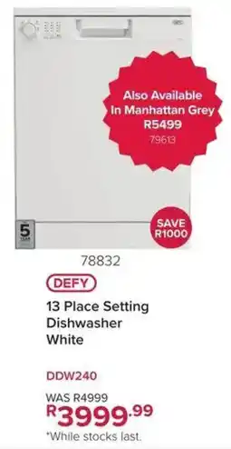 Hirsch's DEFY 13 Place Setting Dishwasher White offer