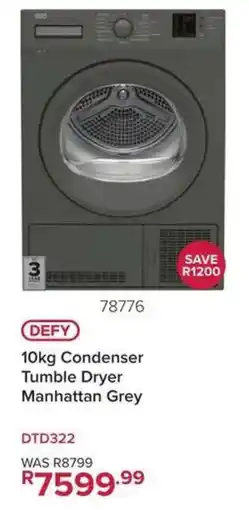 Hirsch's DEFY 10kg Condenser Tumble Dryer Manhattan Grey offer