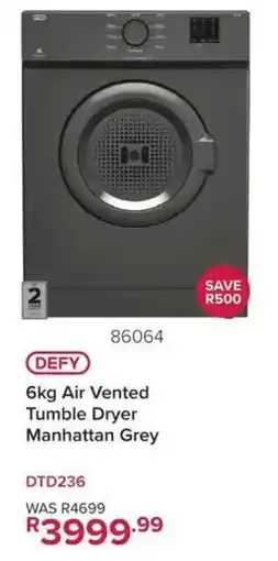 Hirsch's DEFY 6kg Air Vented Tumble Dryer Manhattan Grey offer