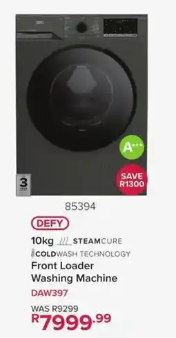Hirsch's DEFY 10kg STEAMCURE COLDWASH TECHNOLOGY Front Loader Washing Machine offer