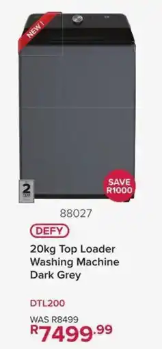 Hirsch's DEFY 20kg Top Loader Washing Machine Dark Grey offer